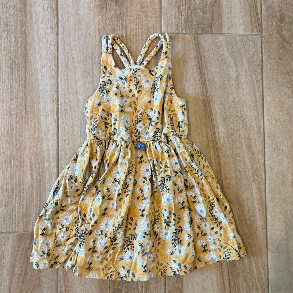 Tommy Bahama Sundress Toddler Girls 4T Yellow Floral Knee Length Bow
